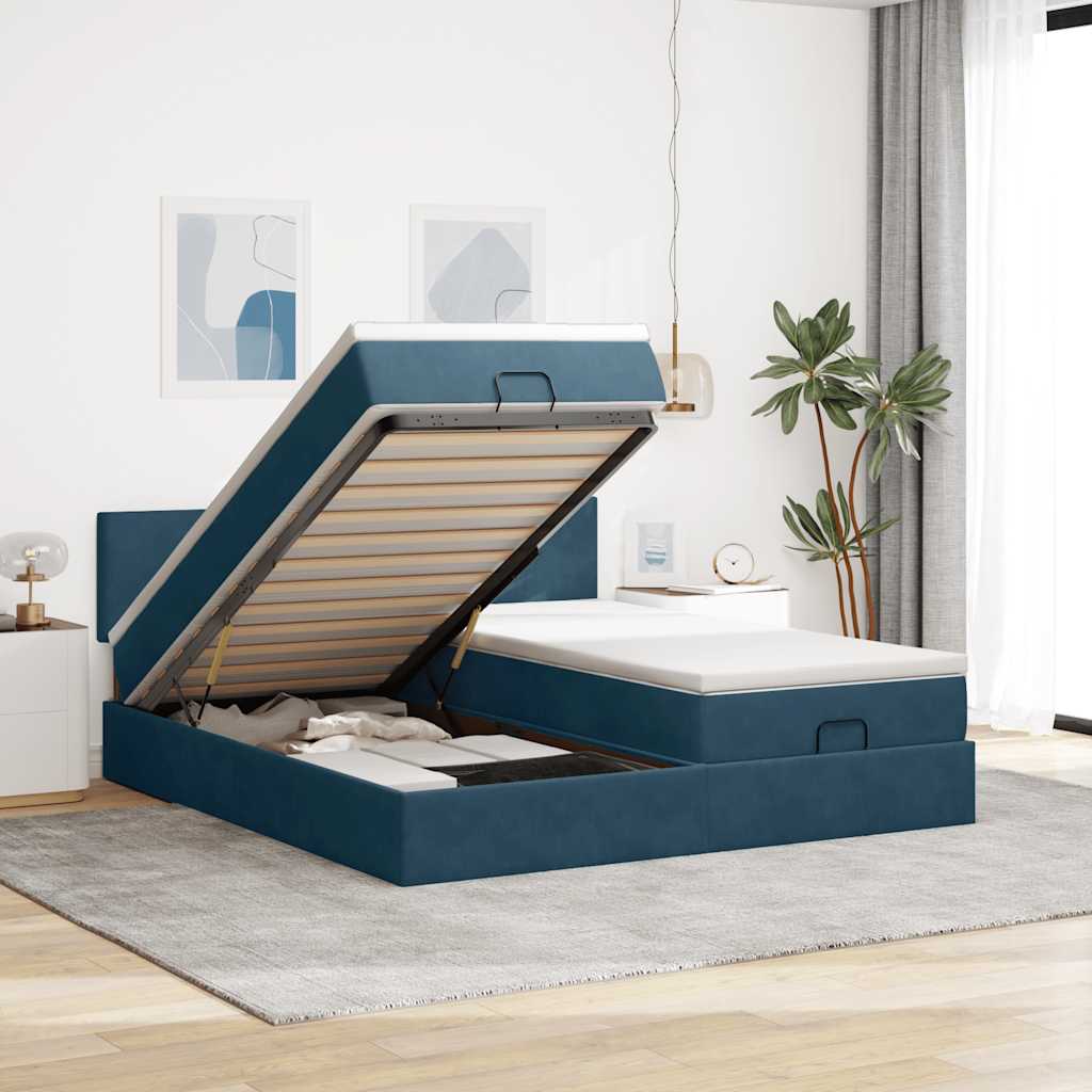 Ottoman bed met matrassen en LED's 160x200cm fluweel is nu te koop bij PeponiXL, paradijselijk wonen!