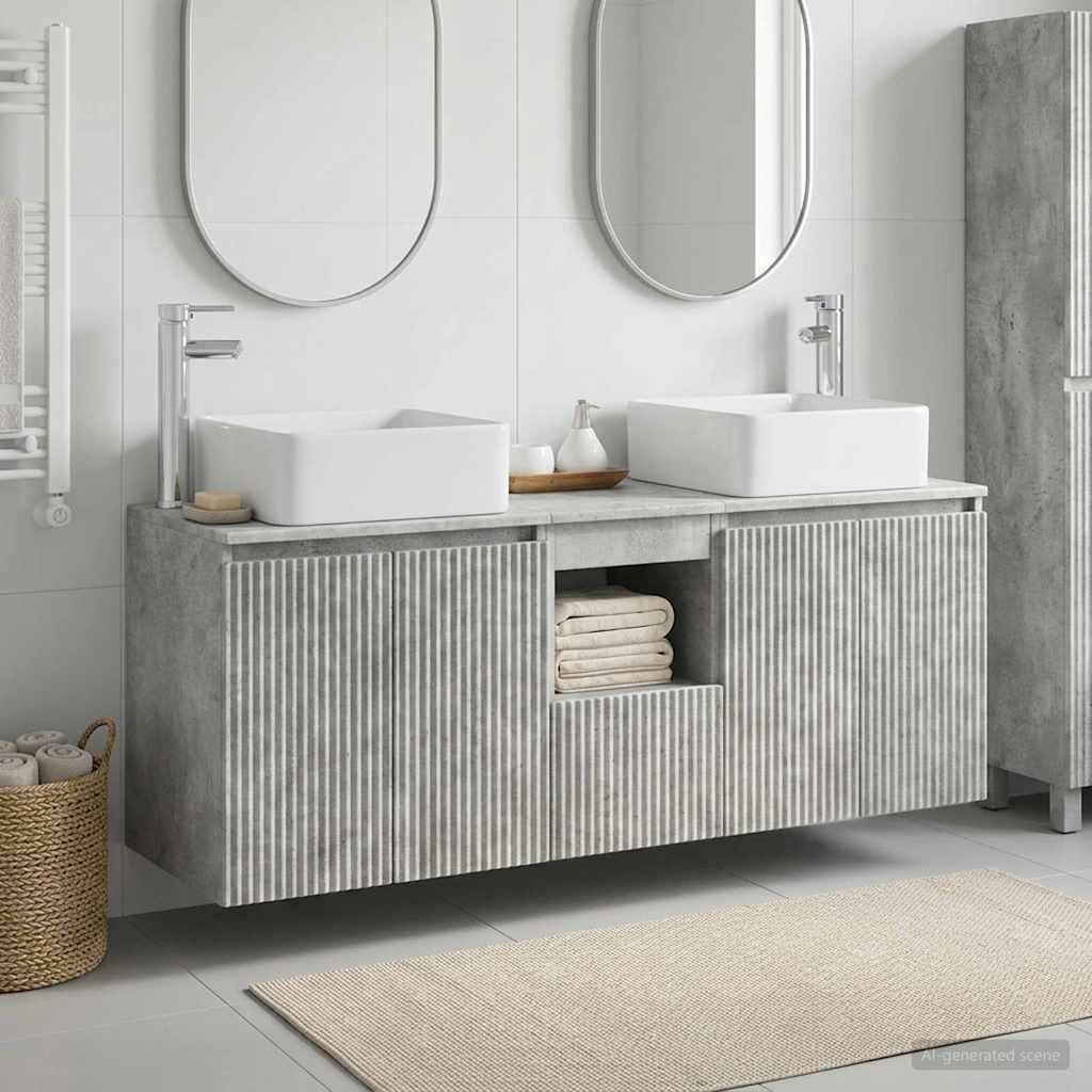 Badkamerkastenset 3 st Betongrijs 49,5 x 41 x 63 cm is nu te koop bij PeponiXL, paradijselijk wonen!