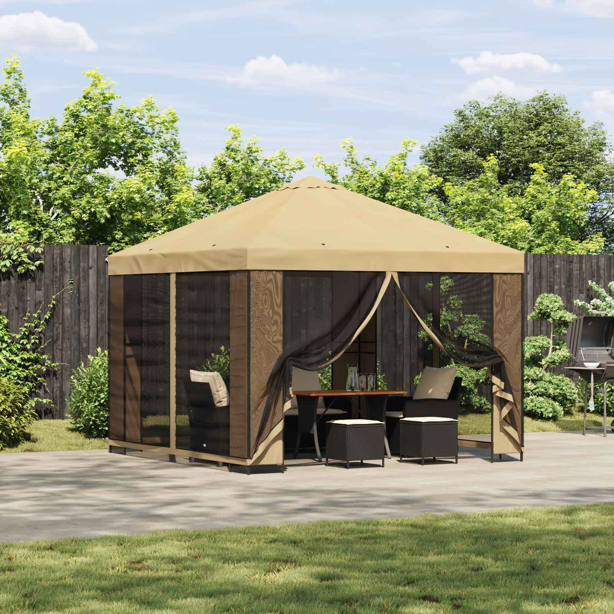 Tuin Gazebo met Zijwanden 3 x 3 m Crèmekleurig is nu te koop bij PeponiXL, paradijselijk wonen!