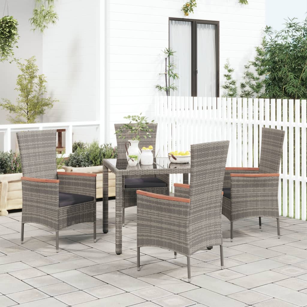 Tuinstoelen 4 st met kussens poly rattan grijs is nu te koop bij PeponiXL, paradijselijk wonen!