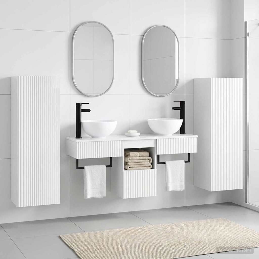 Badkamermeubelset 5 st Hoogglans Wit 33 x 34,5 x 100 cm is nu te koop bij PeponiXL, paradijselijk wonen!