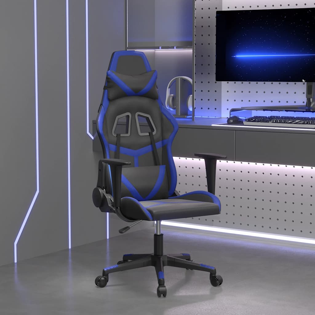 Massage gamestoel kunstleer zwart en blauw is nu te koop bij PeponiXL, paradijselijk wonen!