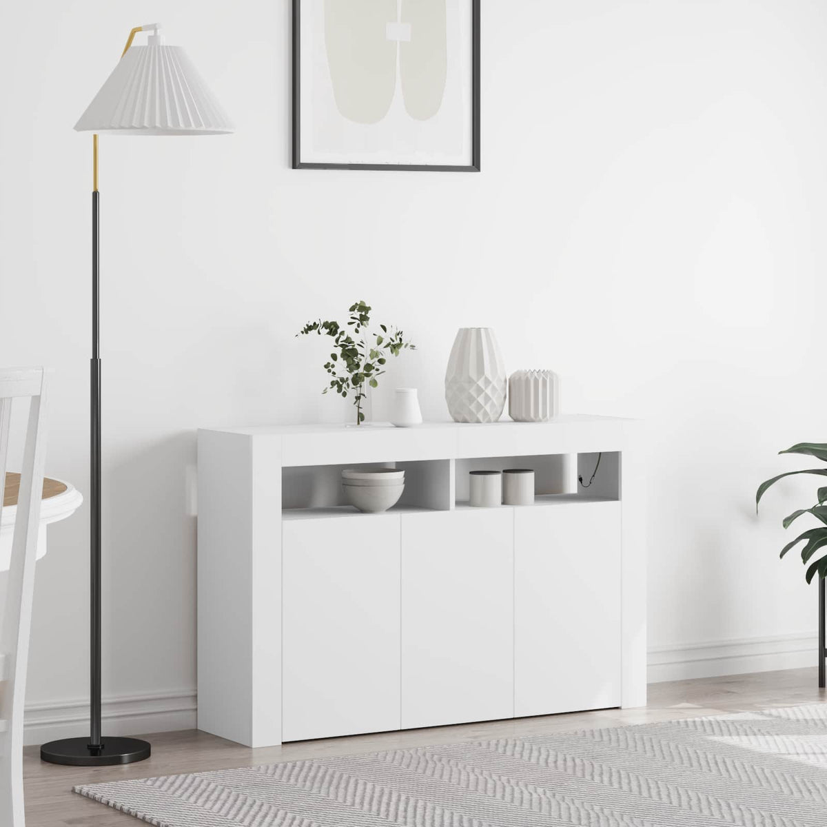 Dressoir met LED-striplichten Wit 116 x 30 x 75 cm Bewerkt hout is nu te koop bij PeponiXL, paradijselijk wonen!