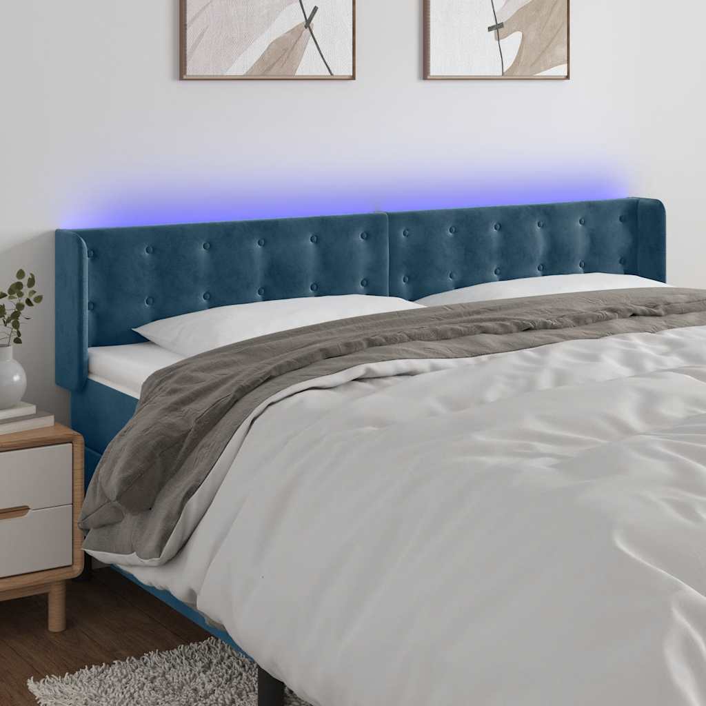 Hoofdbord LED 203x16x78/88 cm fluweel donkerblauw is nu te koop bij PeponiXL, paradijselijk wonen!