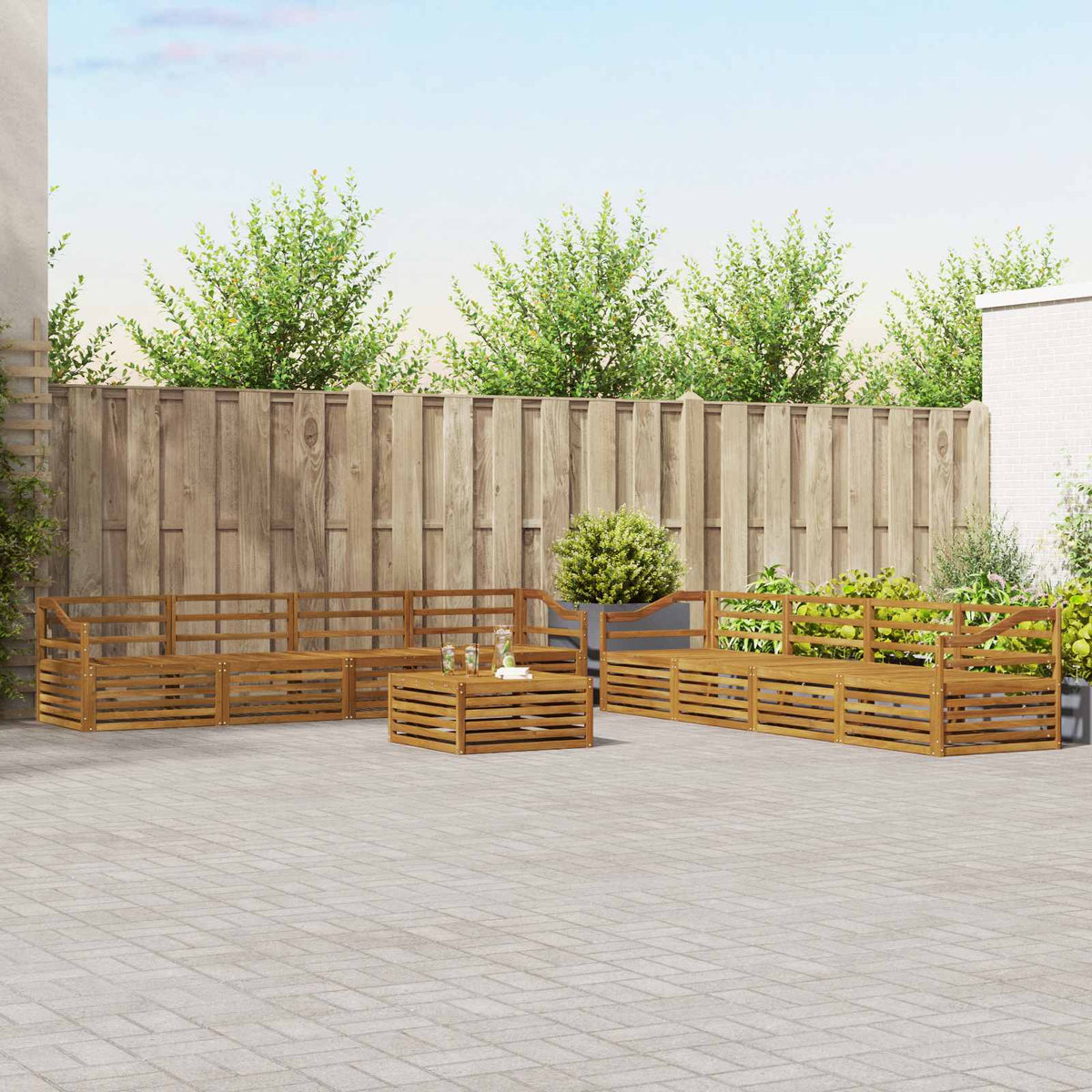Buiten bankenset 9 pcs Naturel Massief Acaciahout is nu te koop bij PeponiXL, paradijselijk wonen!