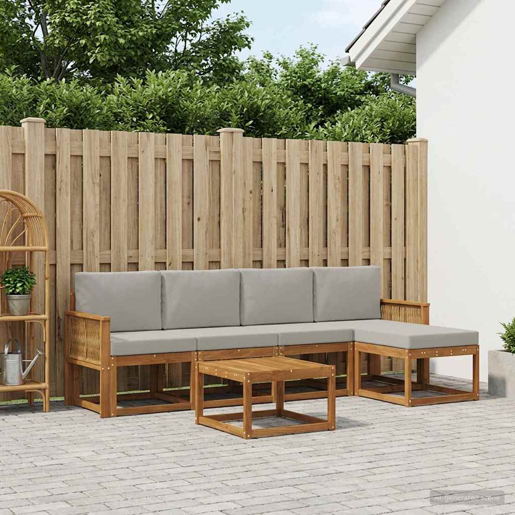 Buiten bankenset 6 pcs Naturel en lichtgrijs Polyester is nu te koop bij PeponiXL, paradijselijk wonen!