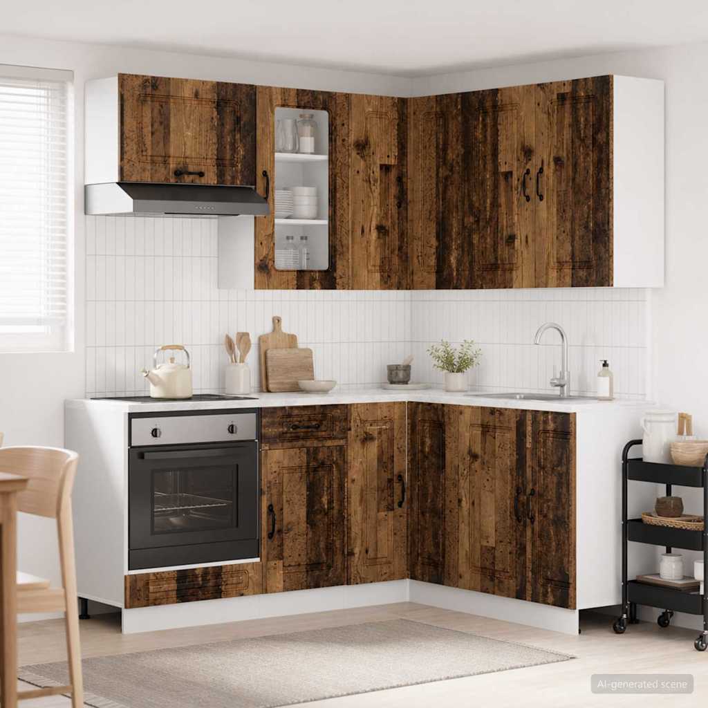 Keukenblok KALMAR 8 pcs Oud hout Bewerkt hout is nu te koop bij PeponiXL, paradijselijk wonen!