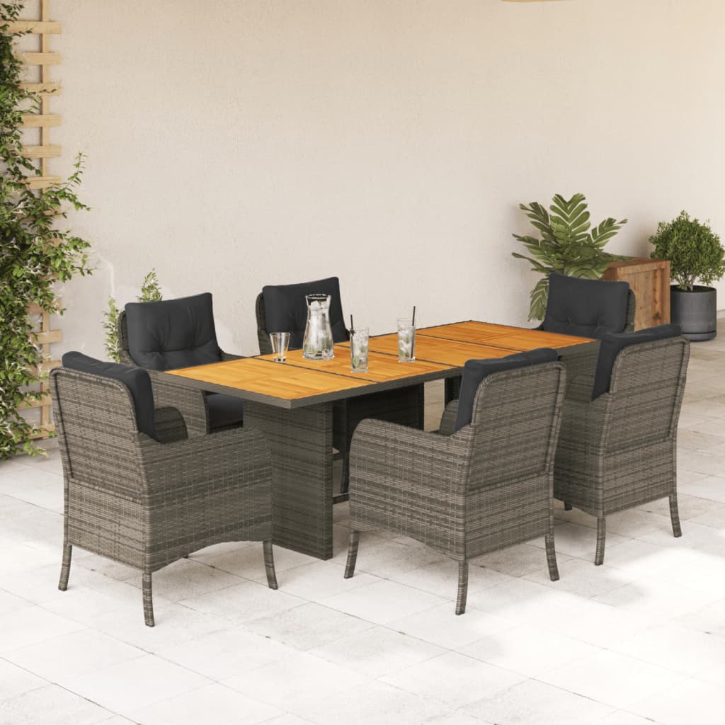 7-delige Tuinset met kussens poly rattan grijs is nu te koop bij PeponiXL, paradijselijk wonen!