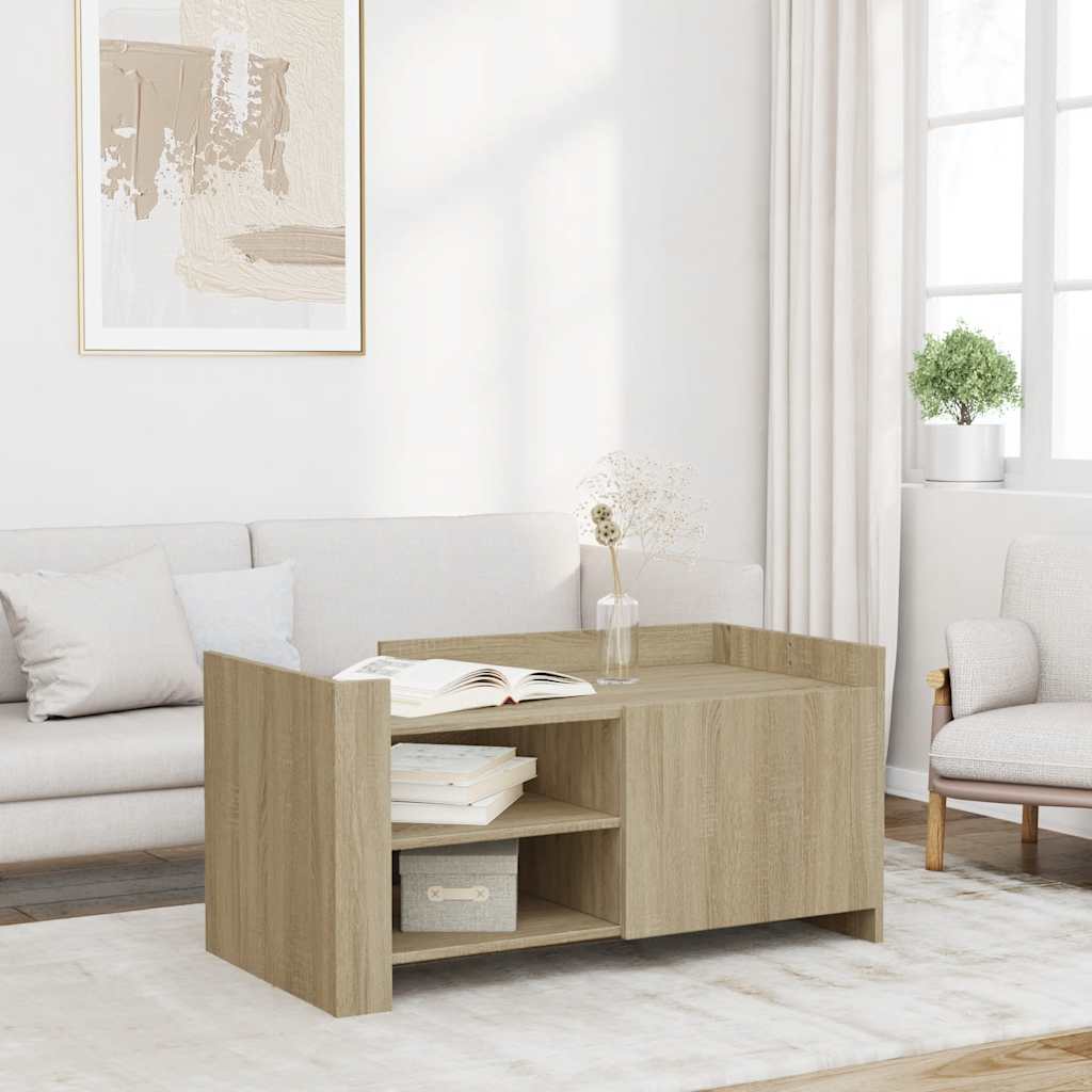 Salontafel 100x50x50 cm bewerkt hout sonoma eikenkleurig is nu te koop bij PeponiXL, paradijselijk wonen!