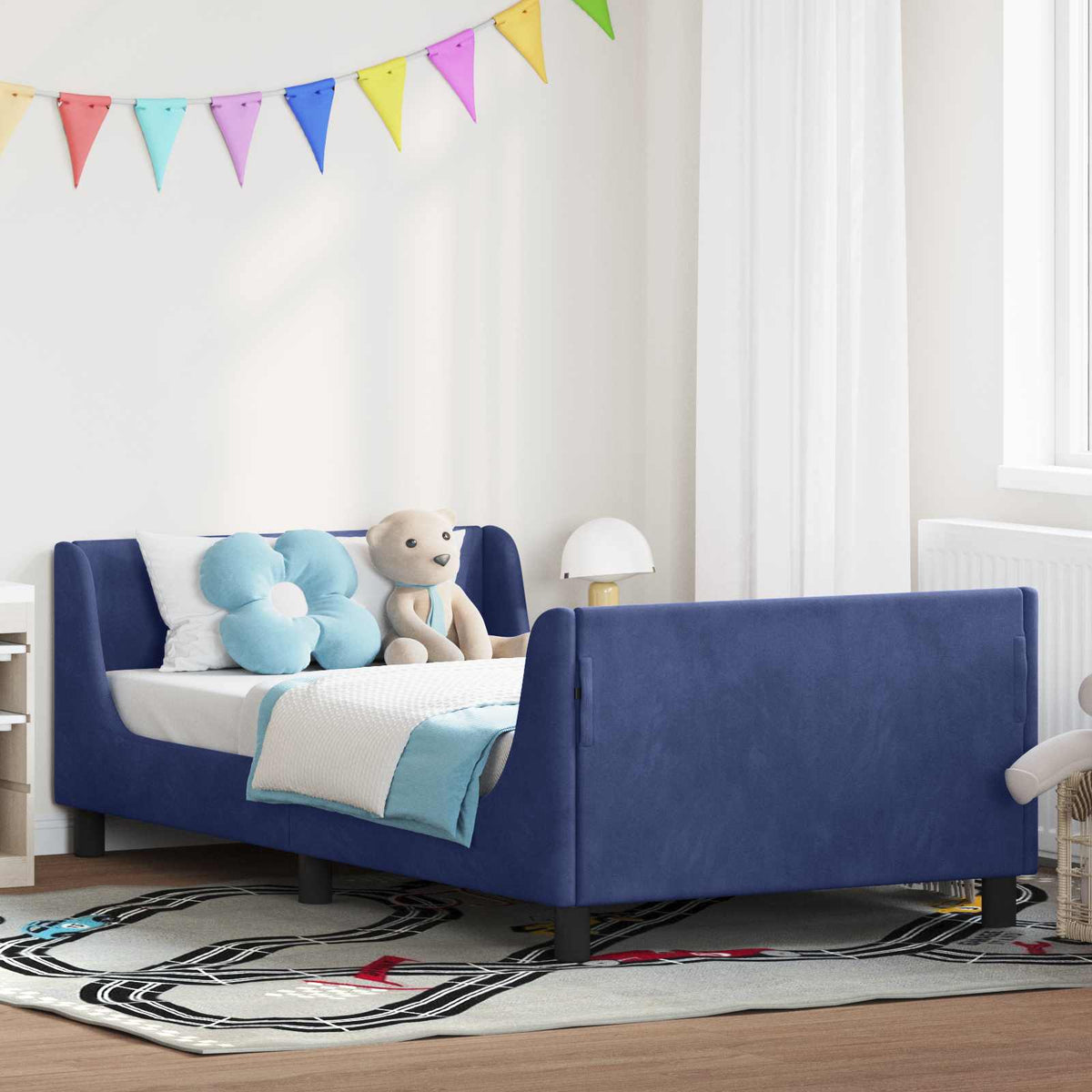 Bedframe voor kinderen met hoofdbord Politieblauw 80 x 200 cm is nu te koop bij PeponiXL, paradijselijk wonen!
