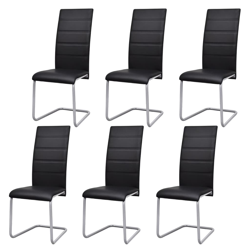 Eetkamerstoelen 6 st kunstleer zwart is nu te koop bij PeponiXL, paradijselijk wonen!