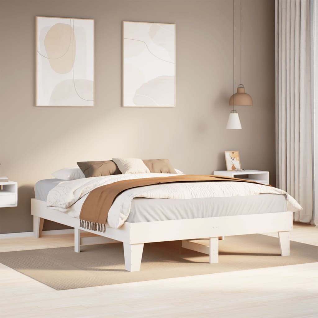 Bedframe zonder matras massief grenenhout wit 160x200 cm is nu te koop bij PeponiXL, paradijselijk wonen!