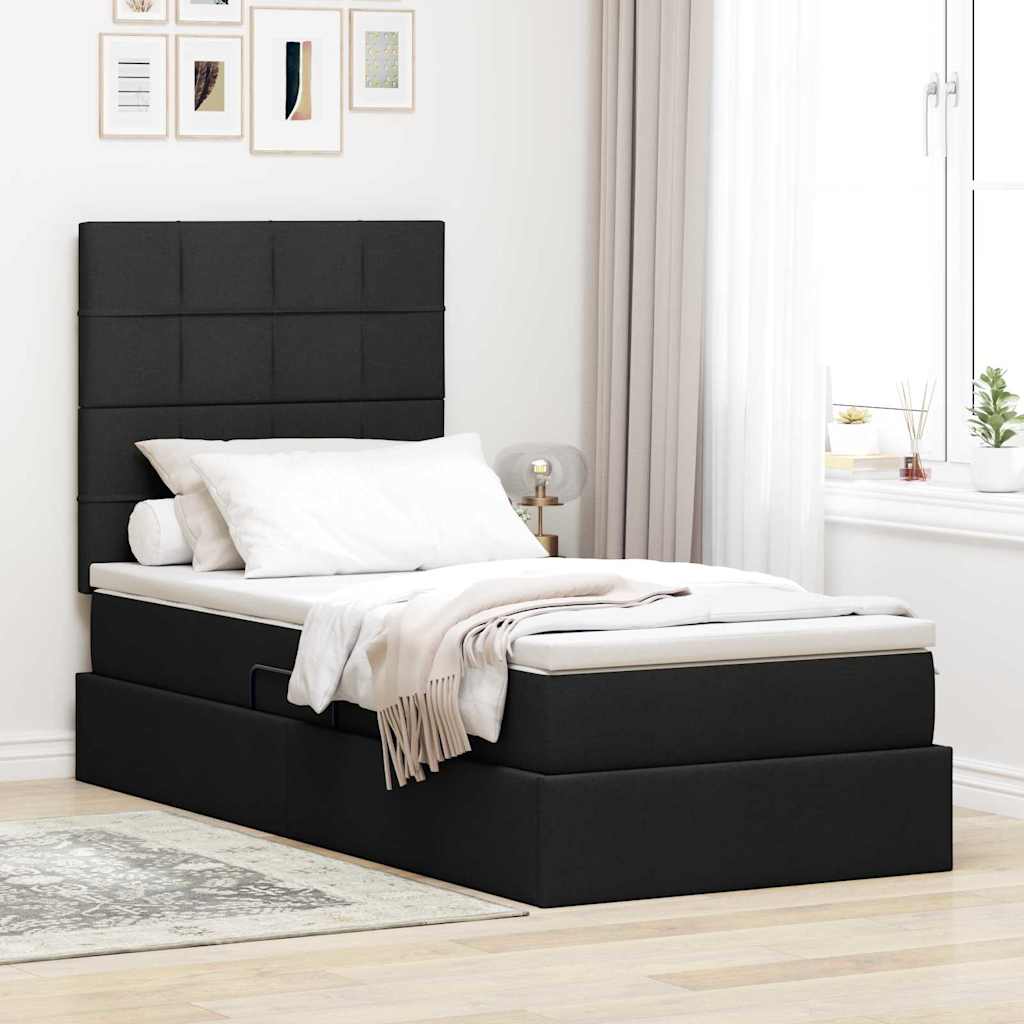 Opbergbed met LED met matras Zwart 100 x 200 cm Polyester is nu te koop bij PeponiXL, paradijselijk wonen!