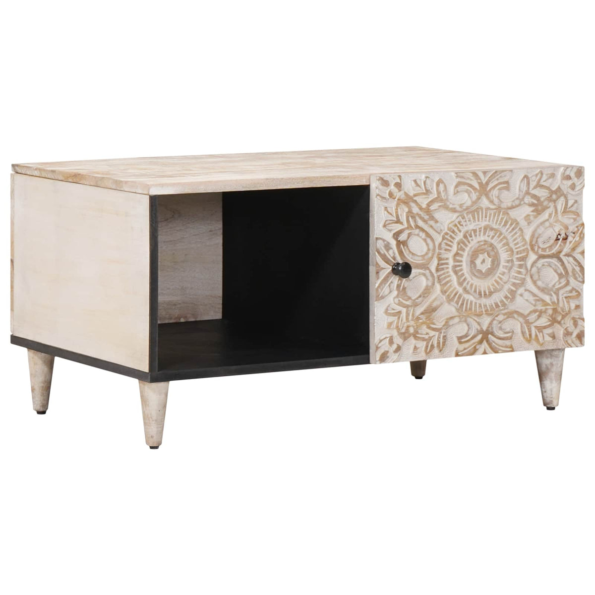 Salontafel Wit 80 x 50 x 40 cm Massief Mango Hout is nu te koop bij PeponiXL, paradijselijk wonen!