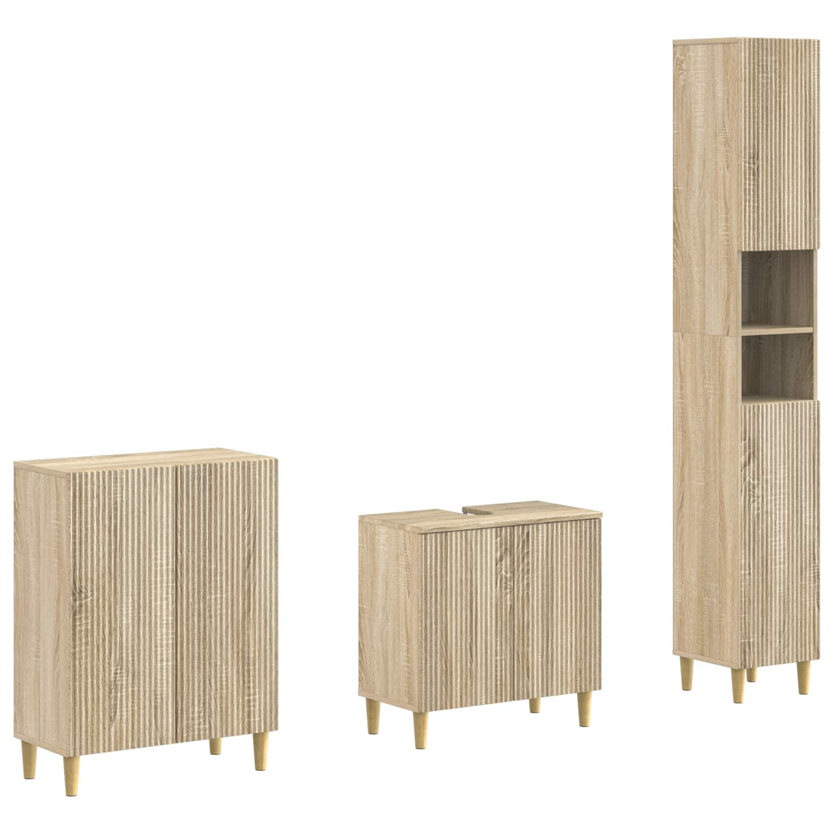 3-delige badkamerkast set ARNHEM Sonoma Eiken Bewerkt hout is nu te koop bij PeponiXL, paradijselijk wonen!