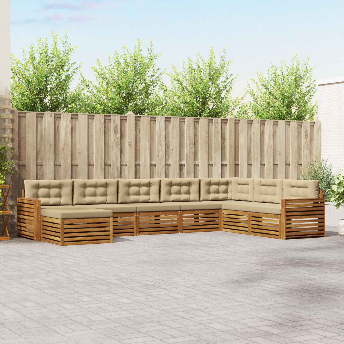 Buiten bankenset met kussen 8 pcs Natuurlijk en Beige is nu te koop bij PeponiXL, paradijselijk wonen!