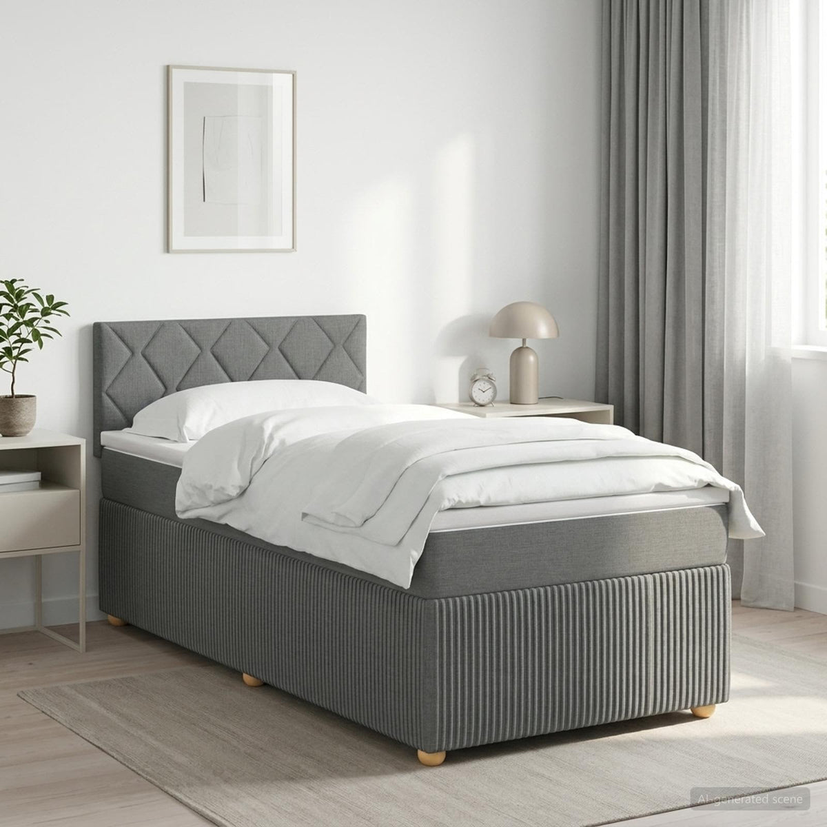 Boxspringbed met matras Donkergrijs 90 x 190 cm Stof is nu te koop bij PeponiXL, paradijselijk wonen!