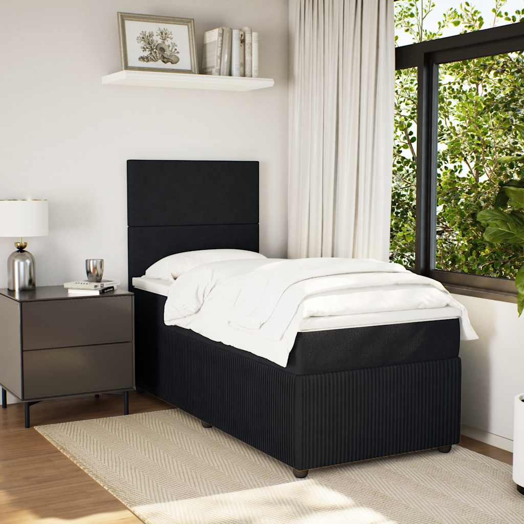Boxspring met matras fluweel zwart 90x190 cm is nu te koop bij PeponiXL, paradijselijk wonen!