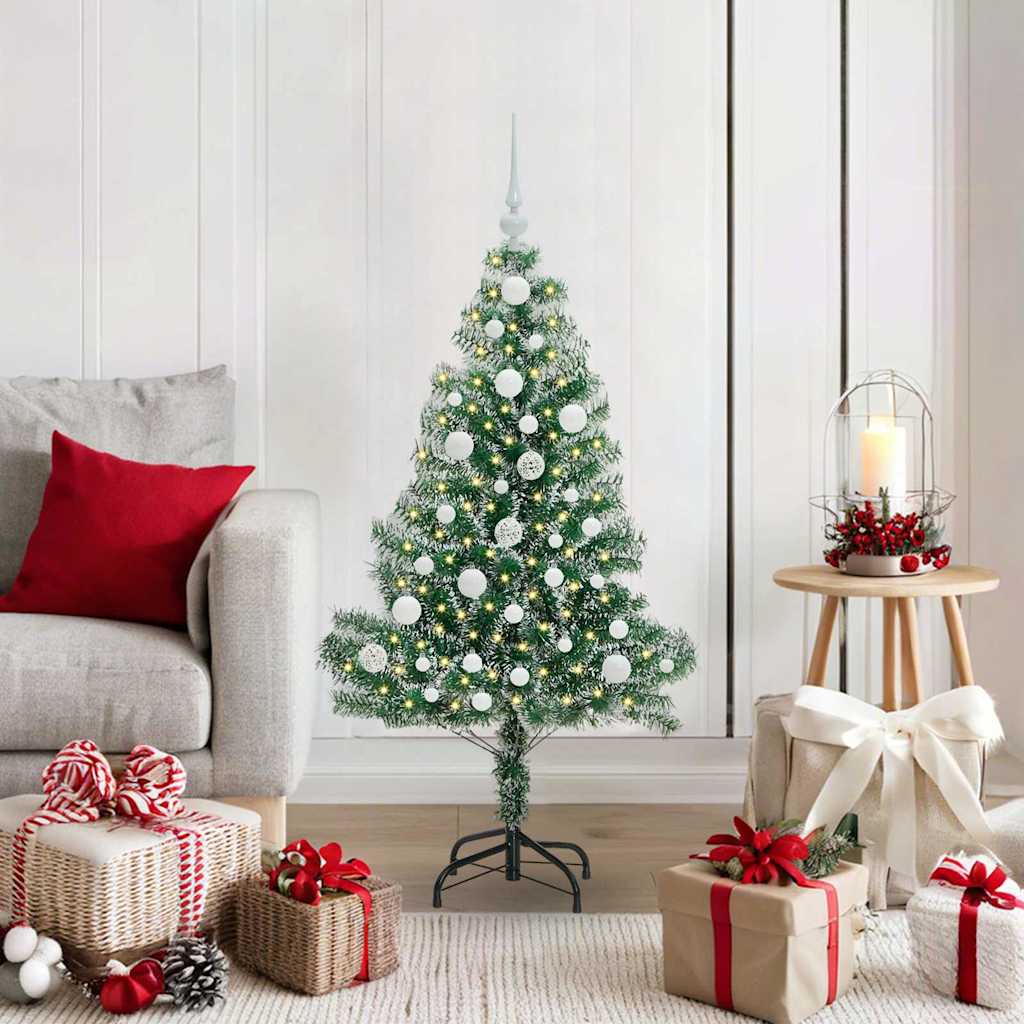 Kunstmatige Kerstboom Sneeuw Gevlochten met LED Licht 120 cm is nu te koop bij PeponiXL, paradijselijk wonen!
