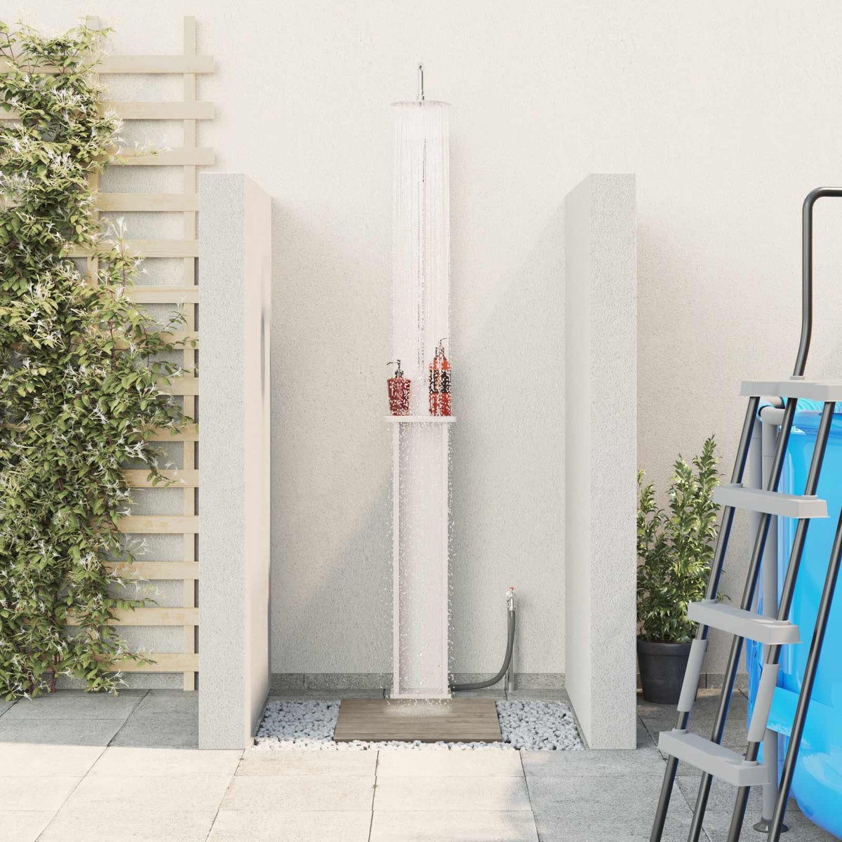 Buitendouche 246 cm Massief grenenhout en roestvrij staal Wit is nu te koop bij PeponiXL, paradijselijk wonen!