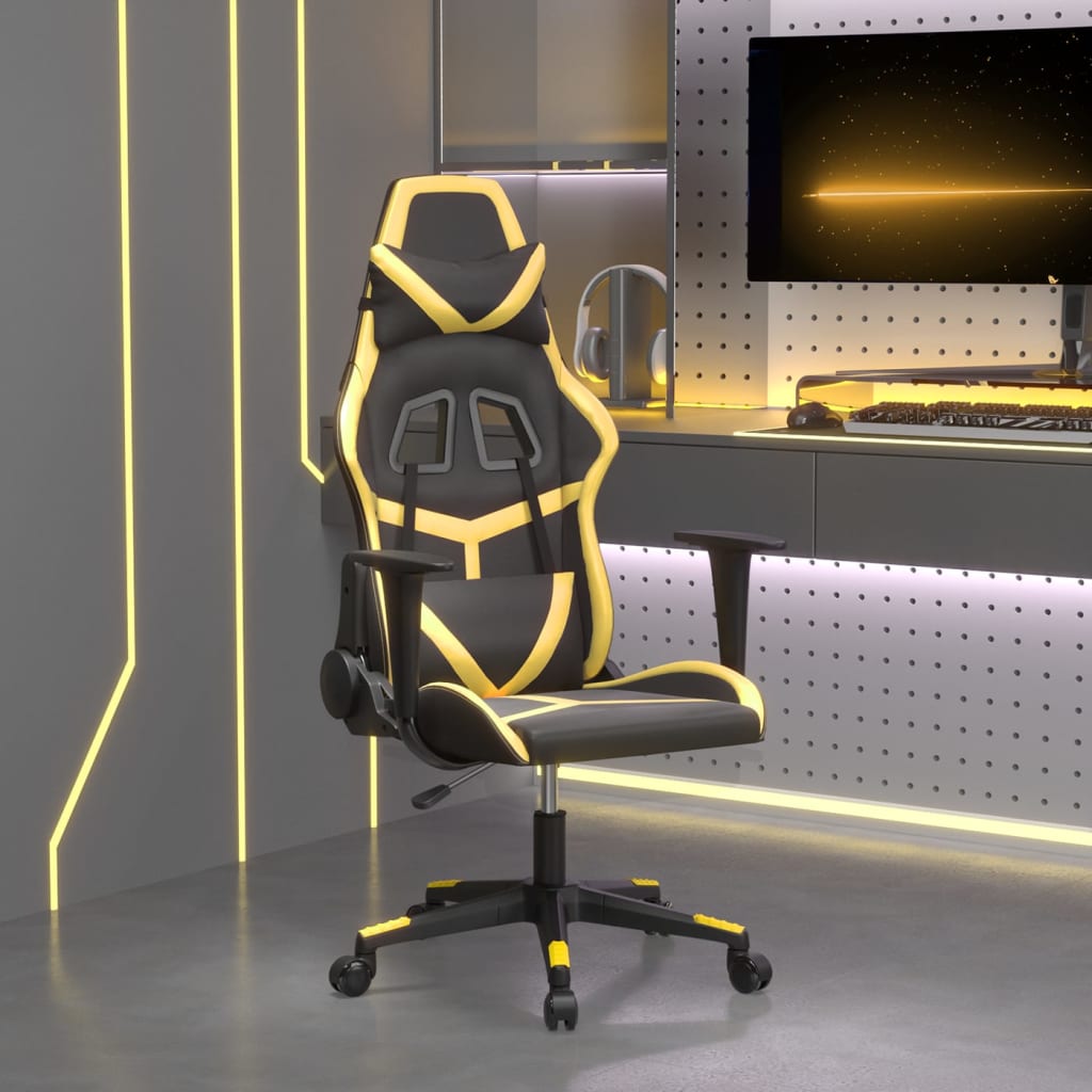 Gamestoel kunstleer zwart en goud is nu te koop bij PeponiXL, paradijselijk wonen!