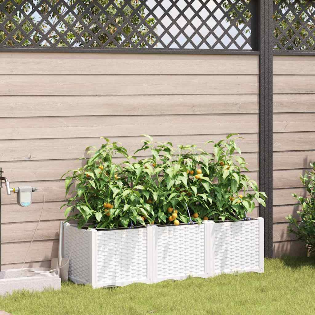 Tuin Bloempot 3 pcs Wit Kunststof is nu te koop bij PeponiXL, paradijselijk wonen!
