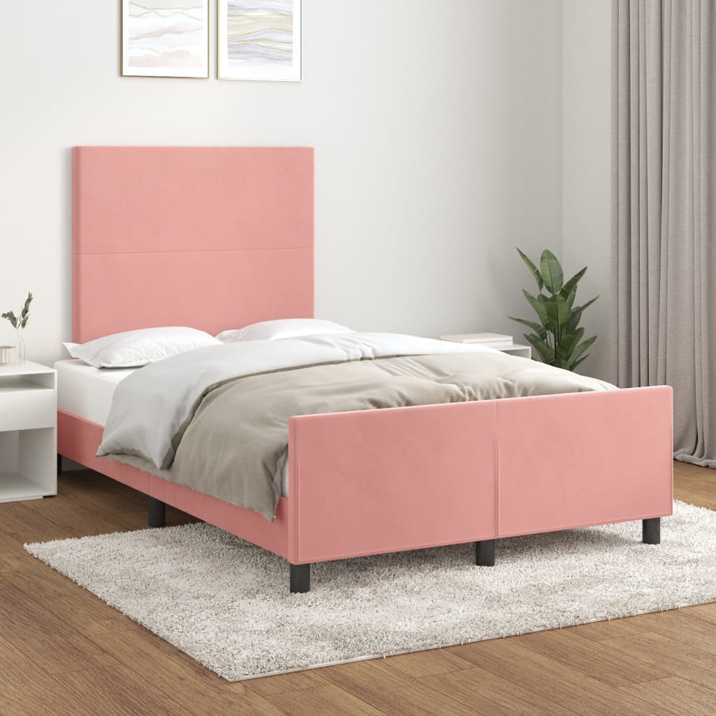 Bedframe zonder matras 120x190 cm fluweel roze is nu te koop bij PeponiXL, paradijselijk wonen!