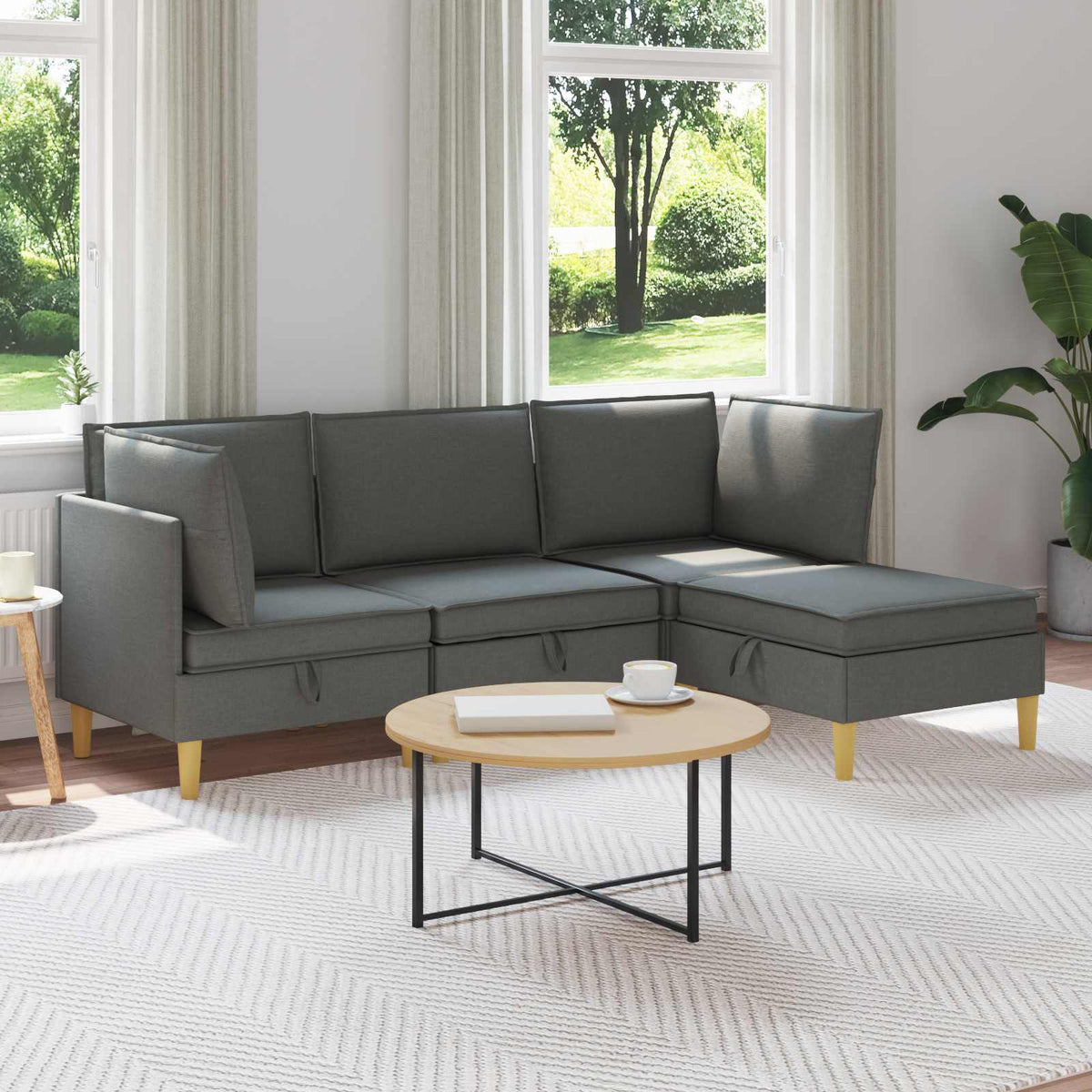 Woonkamer Meubelset met kussen 4 pcs Donkergrijs Stof is nu te koop bij PeponiXL, paradijselijk wonen!