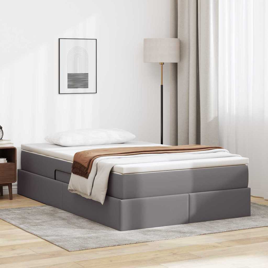 Opslag bed met matras met matras Grijs 120 x 200 cm Nep Leer is nu te koop bij PeponiXL, paradijselijk wonen!