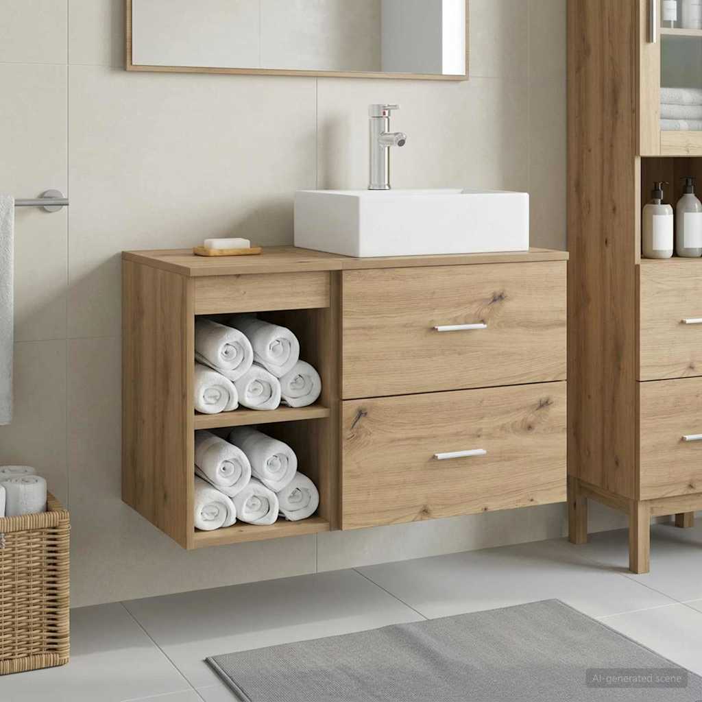 Badkamermeubelset 2 st Artisanaal eiken Bewerkt hout is nu te koop bij PeponiXL, paradijselijk wonen!