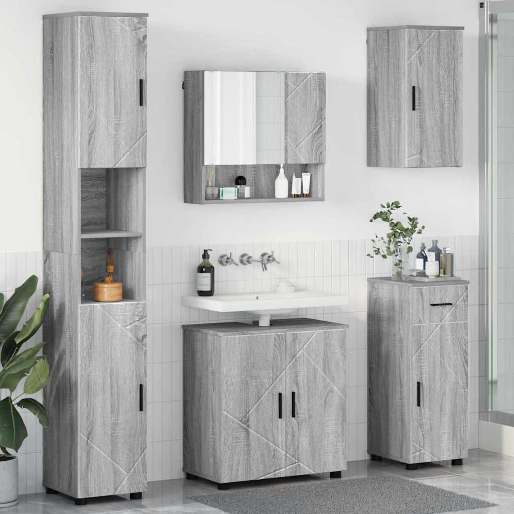 Badkamermeubelset 5 st Grijs Sonoma 61 x 35 x 64 cm is nu te koop bij PeponiXL, paradijselijk wonen!