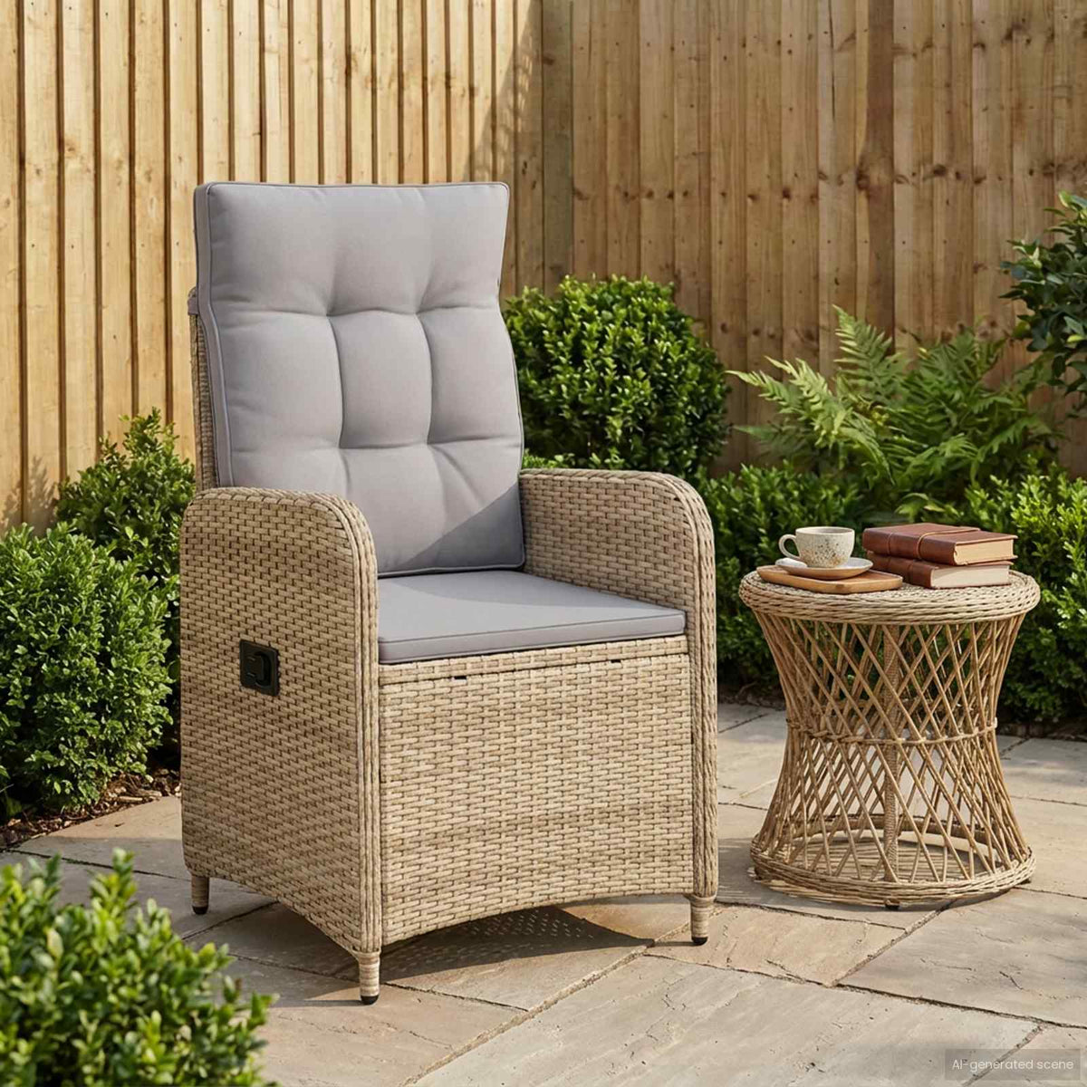 Verstelbare tuinstoel Beige en Licht Grijs 57 x 63 x 94 cm is nu te koop bij PeponiXL, paradijselijk wonen!