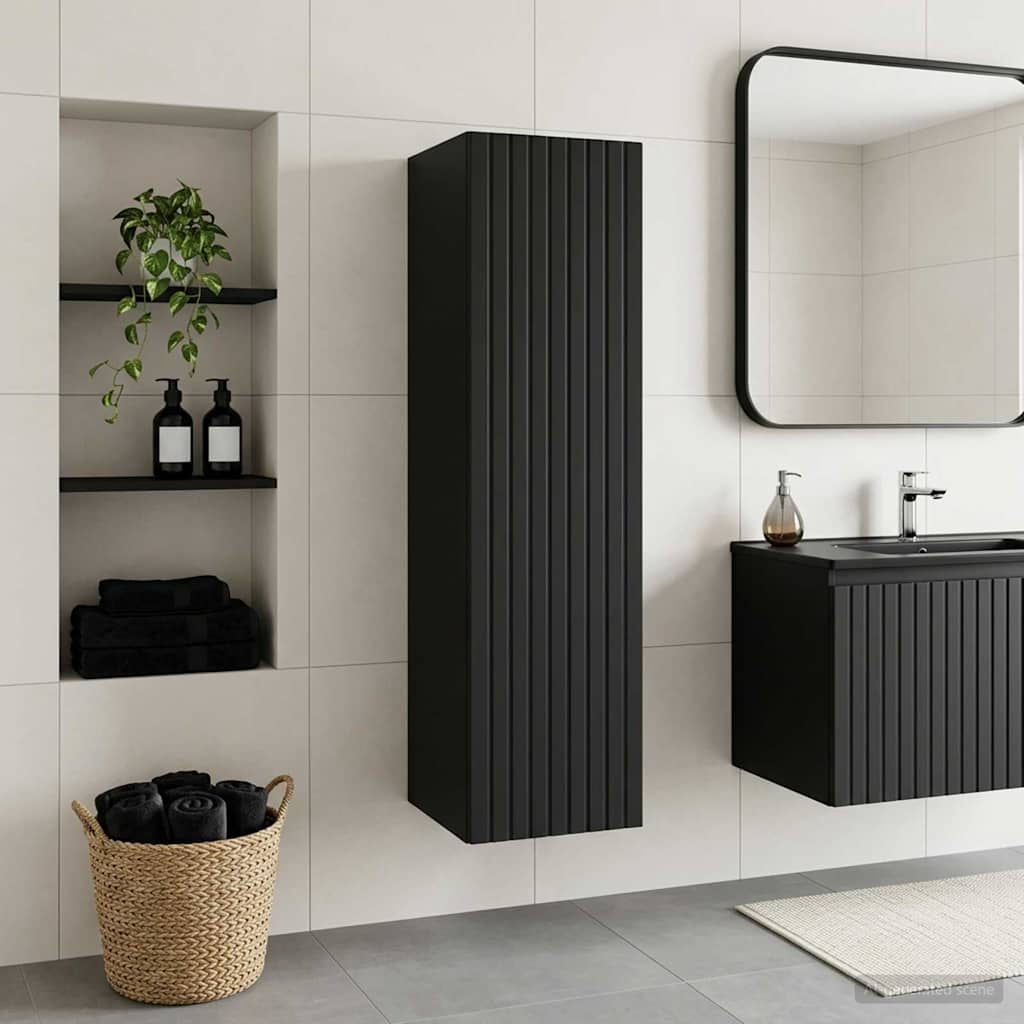 Wand Gemonteerde Badkamerkast Zwart 33 x 34,5 x 100 cm is nu te koop bij PeponiXL, paradijselijk wonen!