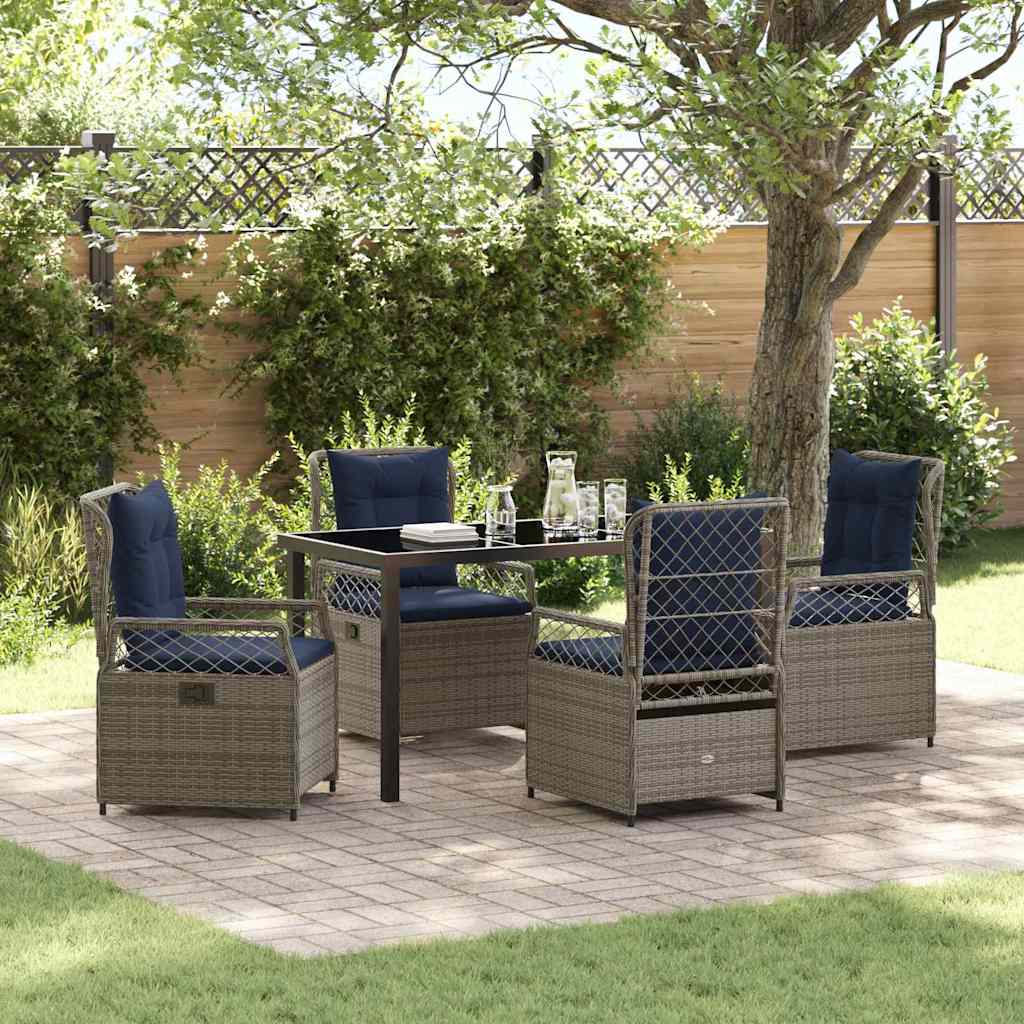 Tuin eettafelset 5 pcs Grijs poly rattan is nu te koop bij PeponiXL, paradijselijk wonen!