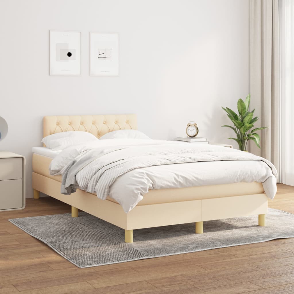 Boxspring met matras stof crèmekleurig 120x200 cm is nu te koop bij PeponiXL, paradijselijk wonen!