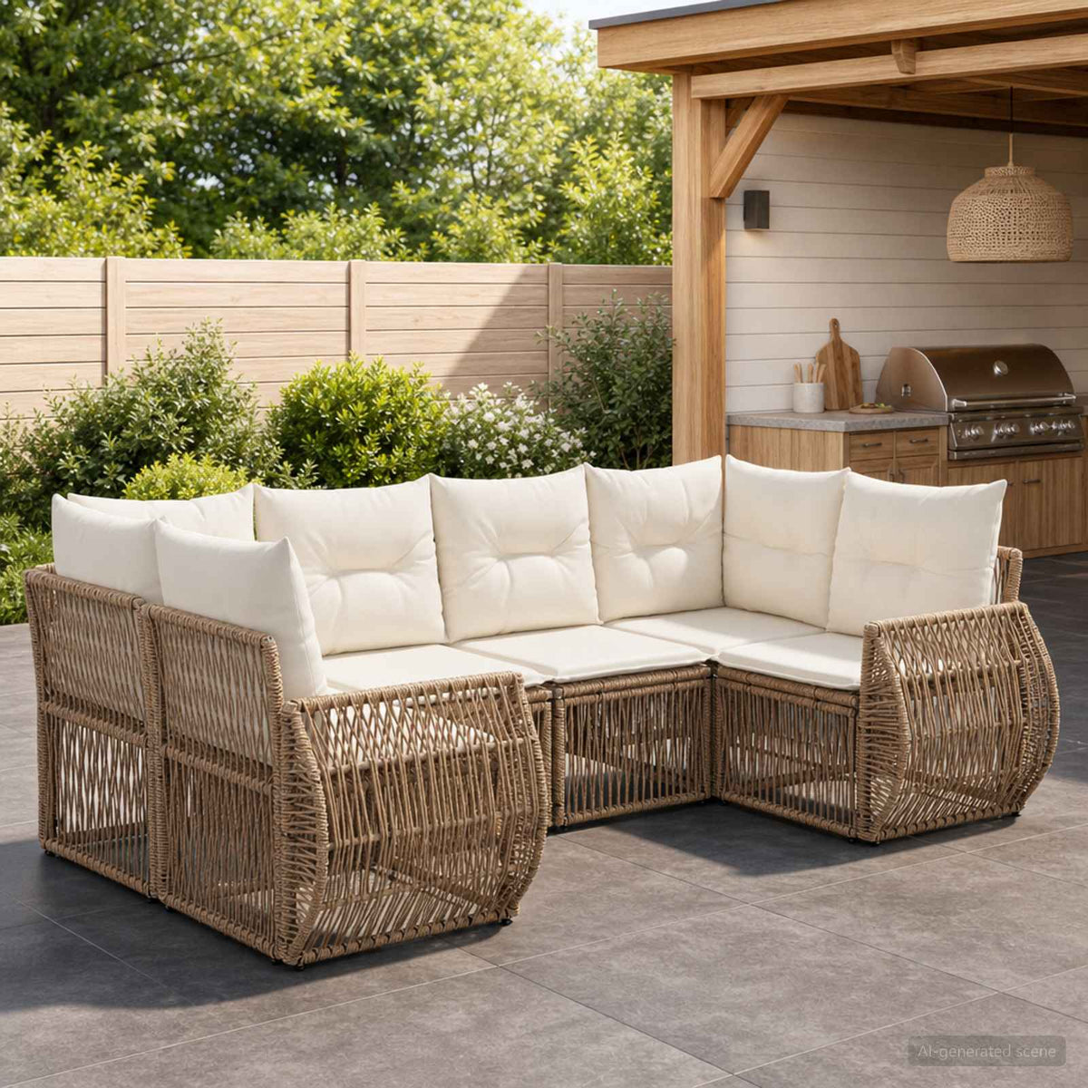 Tuinbankenset 6 st 6-Aantal zitplaatsen Beige en Crème Wit is nu te koop bij PeponiXL, paradijselijk wonen!