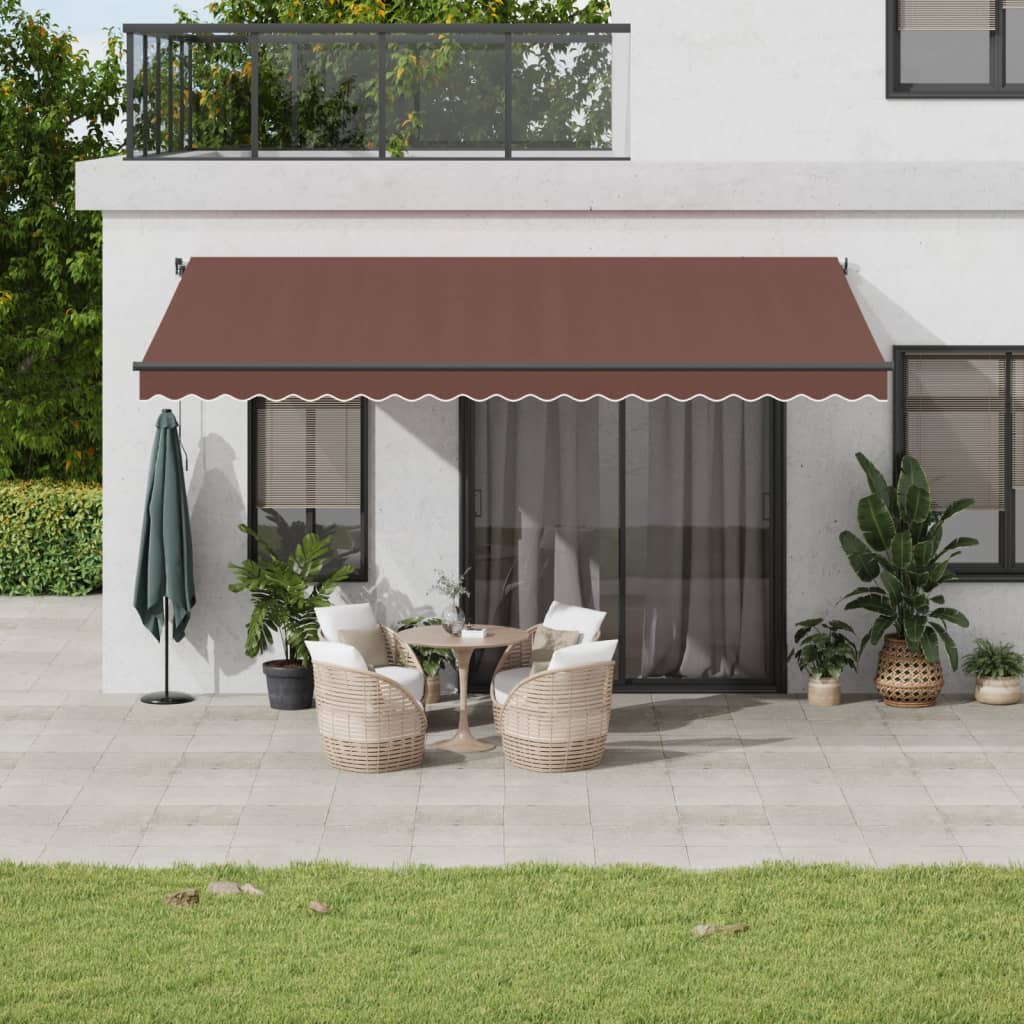 Luifel automatisch uittrekbaar met LED's 500x350 cm bruin is nu te koop bij PeponiXL, paradijselijk wonen!