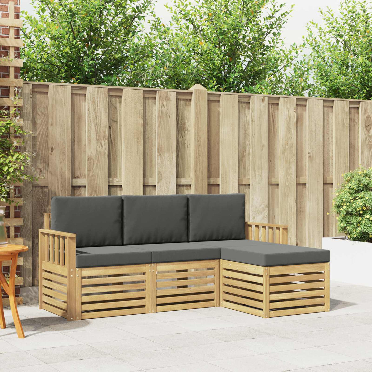 Buiten bankenset 4 pcs Wit en antracietkleurig is nu te koop bij PeponiXL, paradijselijk wonen!