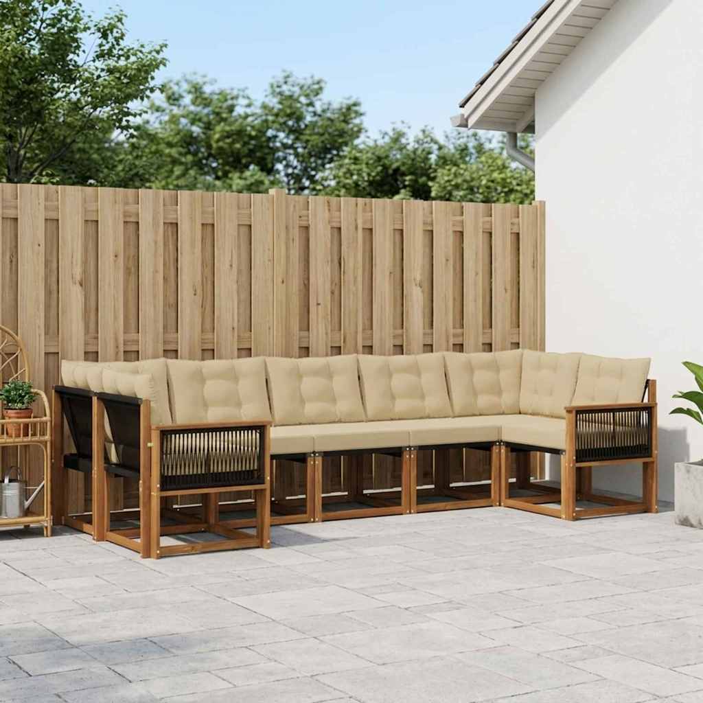 Buiten bankenset met kussen 7 pcs Natuurlijk en Beige is nu te koop bij PeponiXL, paradijselijk wonen!