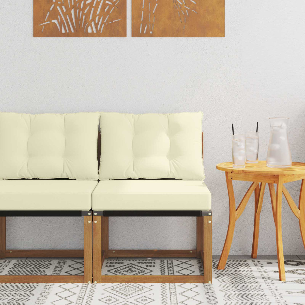 Buitenzitmiddelsofa Massief acaciahout en Textilene Stof is nu te koop bij PeponiXL, paradijselijk wonen!