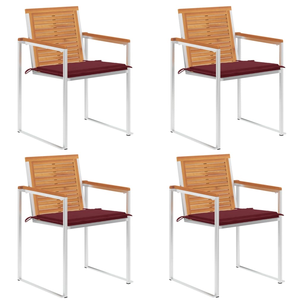 Tuinstoelen 4 st met kussens massief acaciahout is nu te koop bij PeponiXL, paradijselijk wonen!