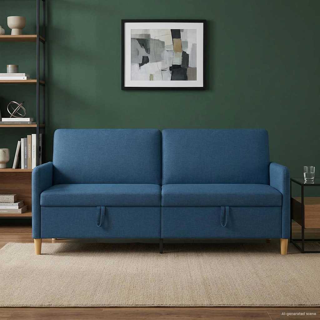 Bank met opslag Blauw 192 x 78 x 87 cm Polyester is nu te koop bij PeponiXL, paradijselijk wonen!