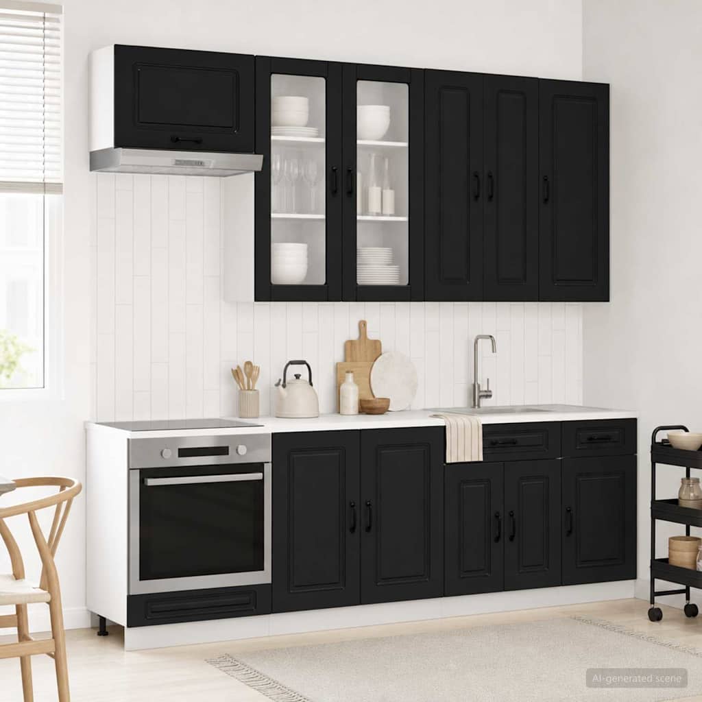 Keukenblok KALMAR 8 pcs Zwart Bewerkt hout is nu te koop bij PeponiXL, paradijselijk wonen!