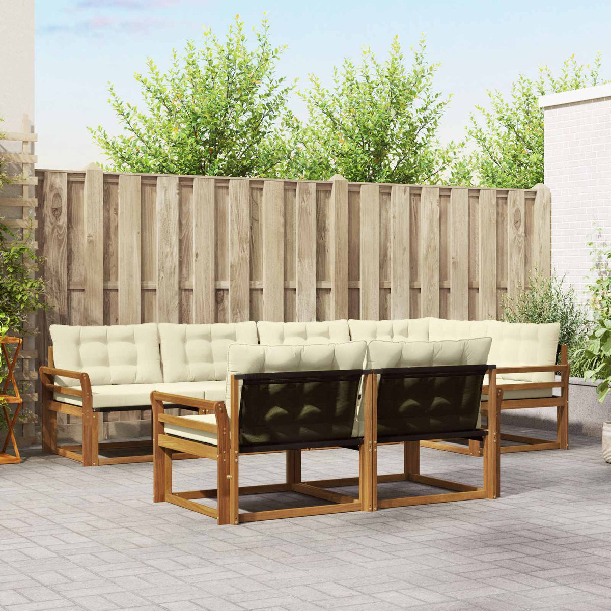Buiten bankenset met kussen 7 pcs Natuurlijk en Crème is nu te koop bij PeponiXL, paradijselijk wonen!