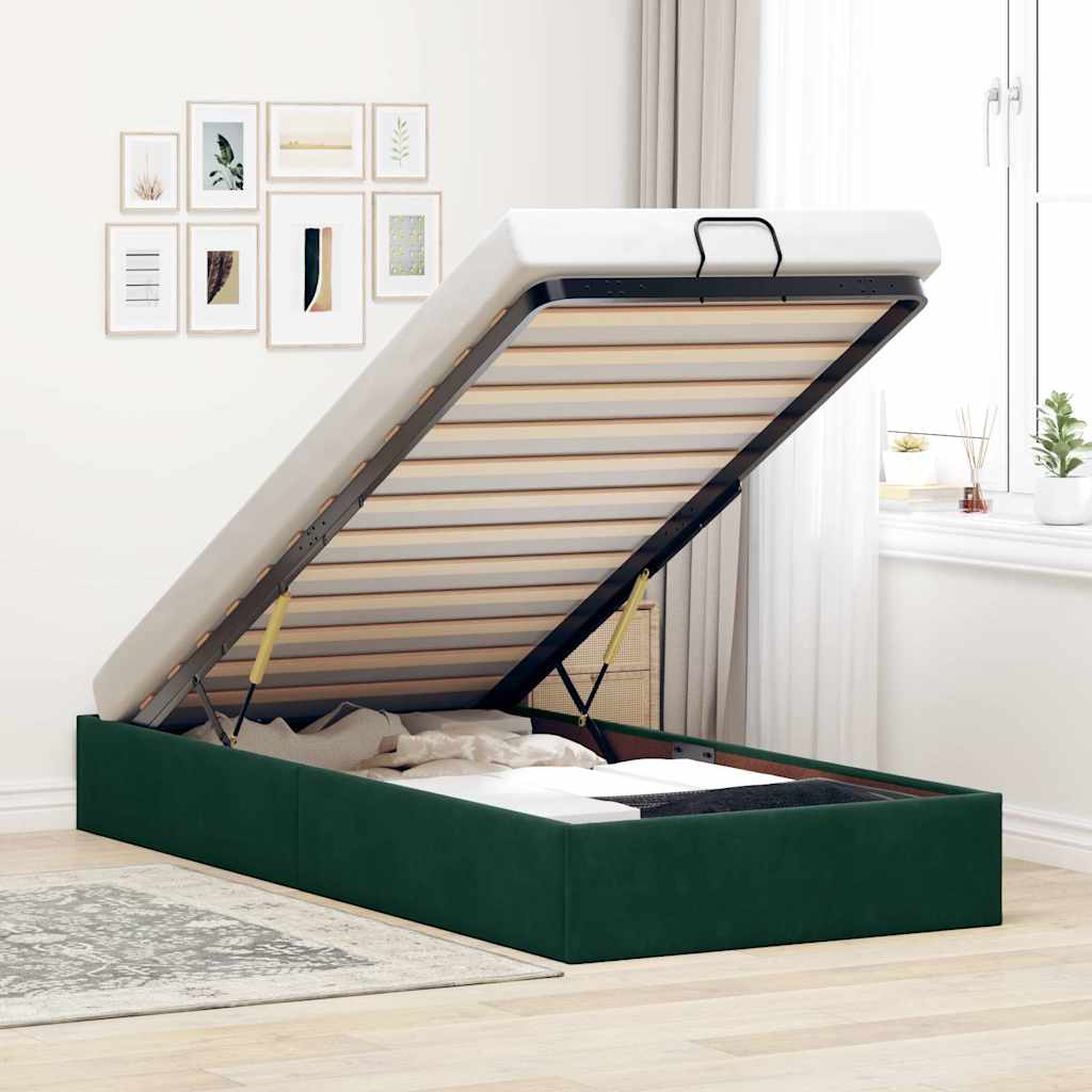 Bedframe zonder matras 80x200 cm fluweel donkergroen is nu te koop bij PeponiXL, paradijselijk wonen!