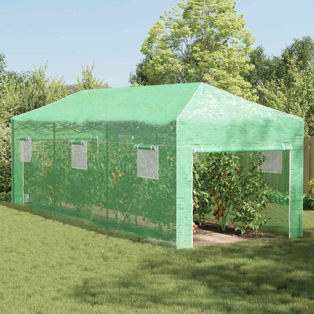 Kas met pop-up frame met dak Groen 290 x 870 x 315 cm IJzer is nu te koop bij PeponiXL, paradijselijk wonen!