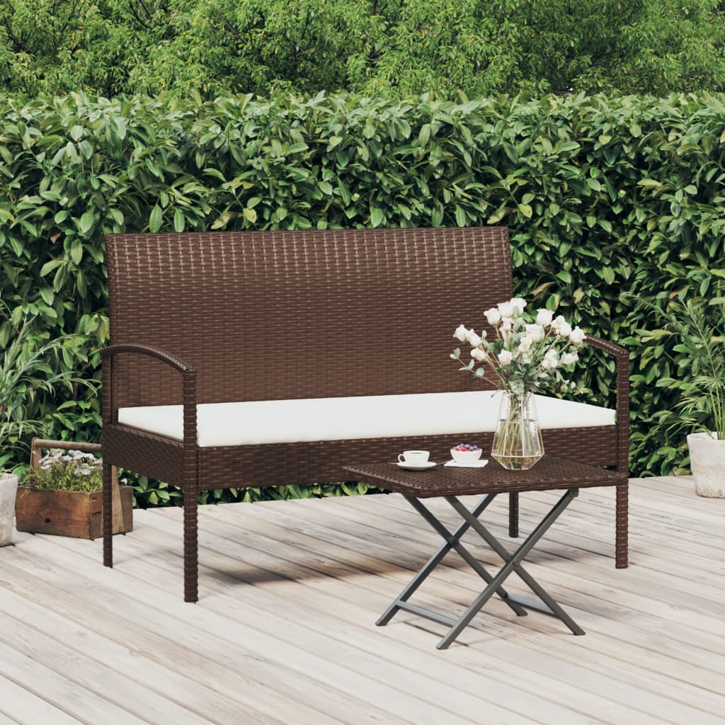 Tuinbank met kussen 105 cm poly rattan bruin is nu te koop bij PeponiXL, paradijselijk wonen!