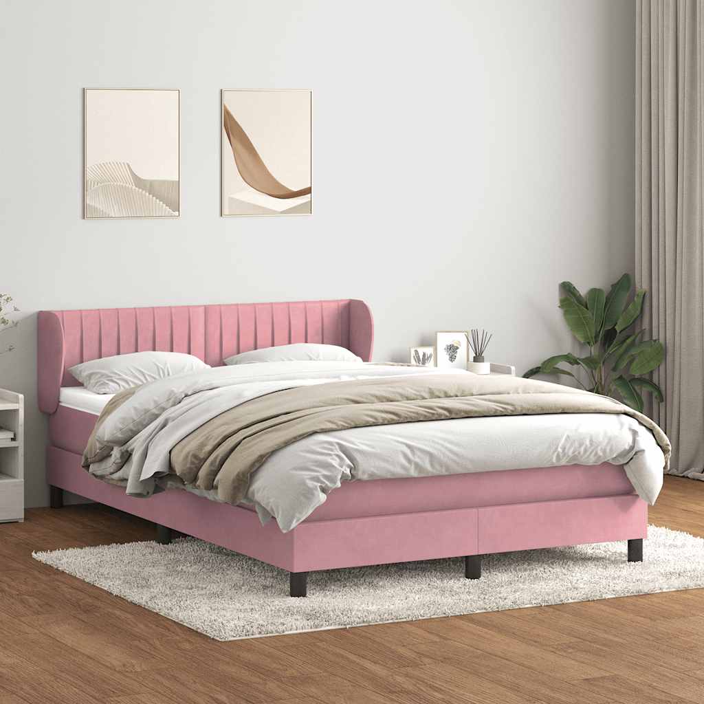 Boxspring met matras fluweel roze 140x220 cm is nu te koop bij PeponiXL, paradijselijk wonen!