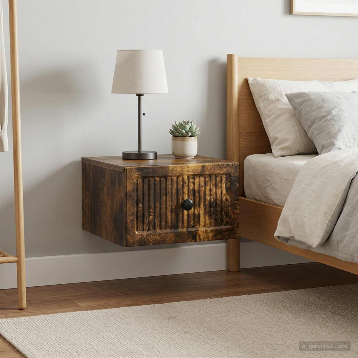 Wandbeugel Bedkast 2 pcs Gerookt eiken 33 x 34,5 x 20 cm is nu te koop bij PeponiXL, paradijselijk wonen!