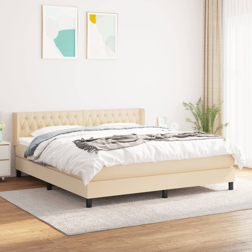 Boxspring met matras stof crèmekleurig 180x200 cm is nu te koop bij PeponiXL, paradijselijk wonen!